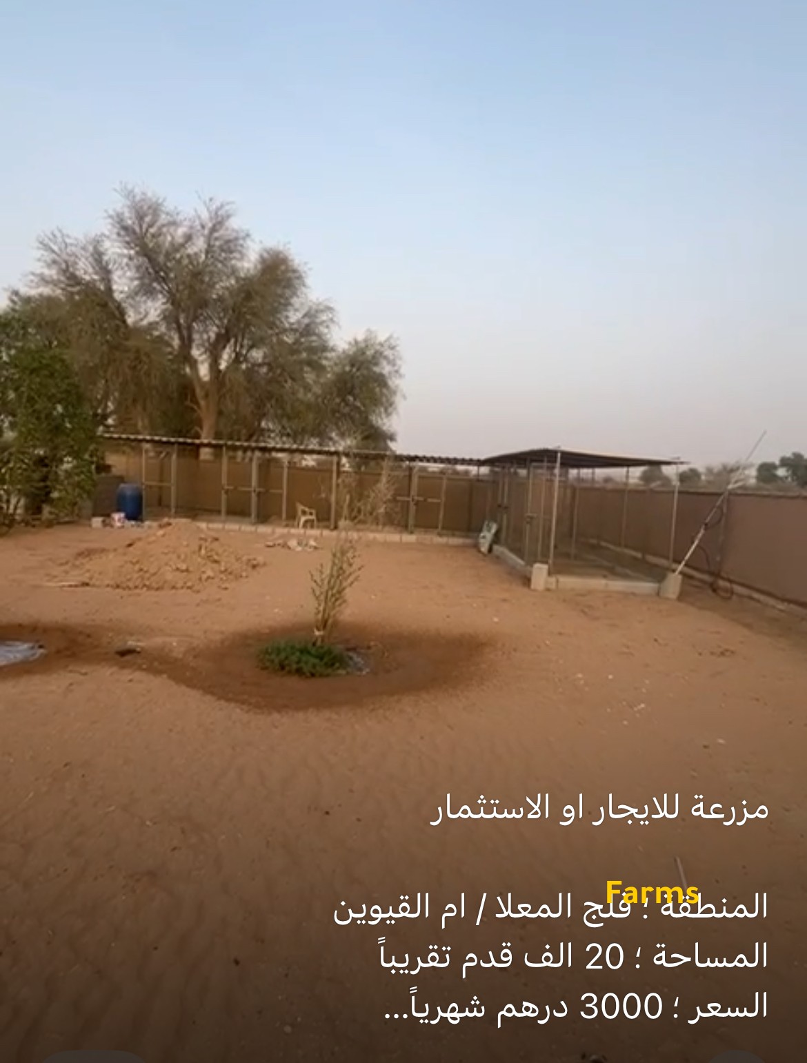 جزأ من مزرعه للايجار الشهري